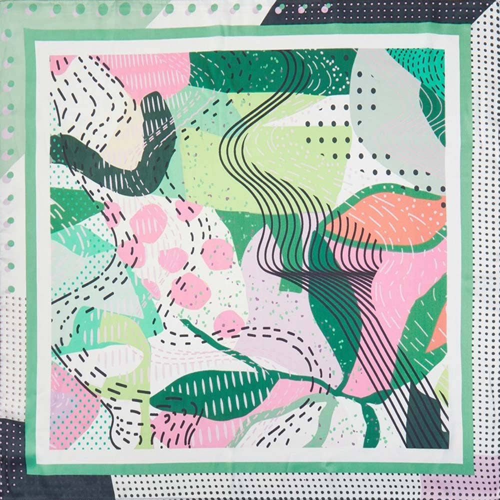 Sensibling Corp. - Abstract Collage Print Square Bandana Scarf