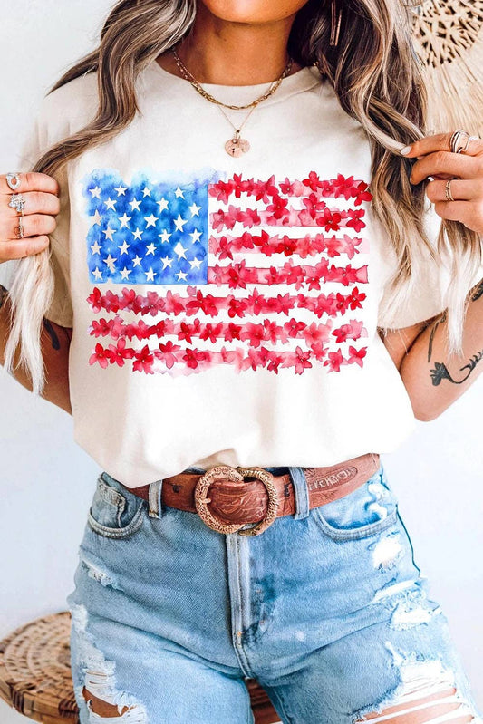 Lovesoft - White Flag Graphic Crew Neck Tee