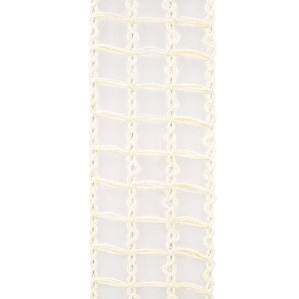 RELIANT RIBBON - Grand Net Jute Wired Edge, Ivory, 2-1/2 In, 10 Yards