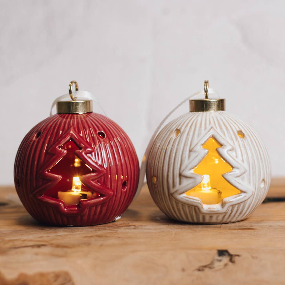 A Cheerful Giver - Tree White Ornament with LED Light — Christmas, Holiday Ornaments