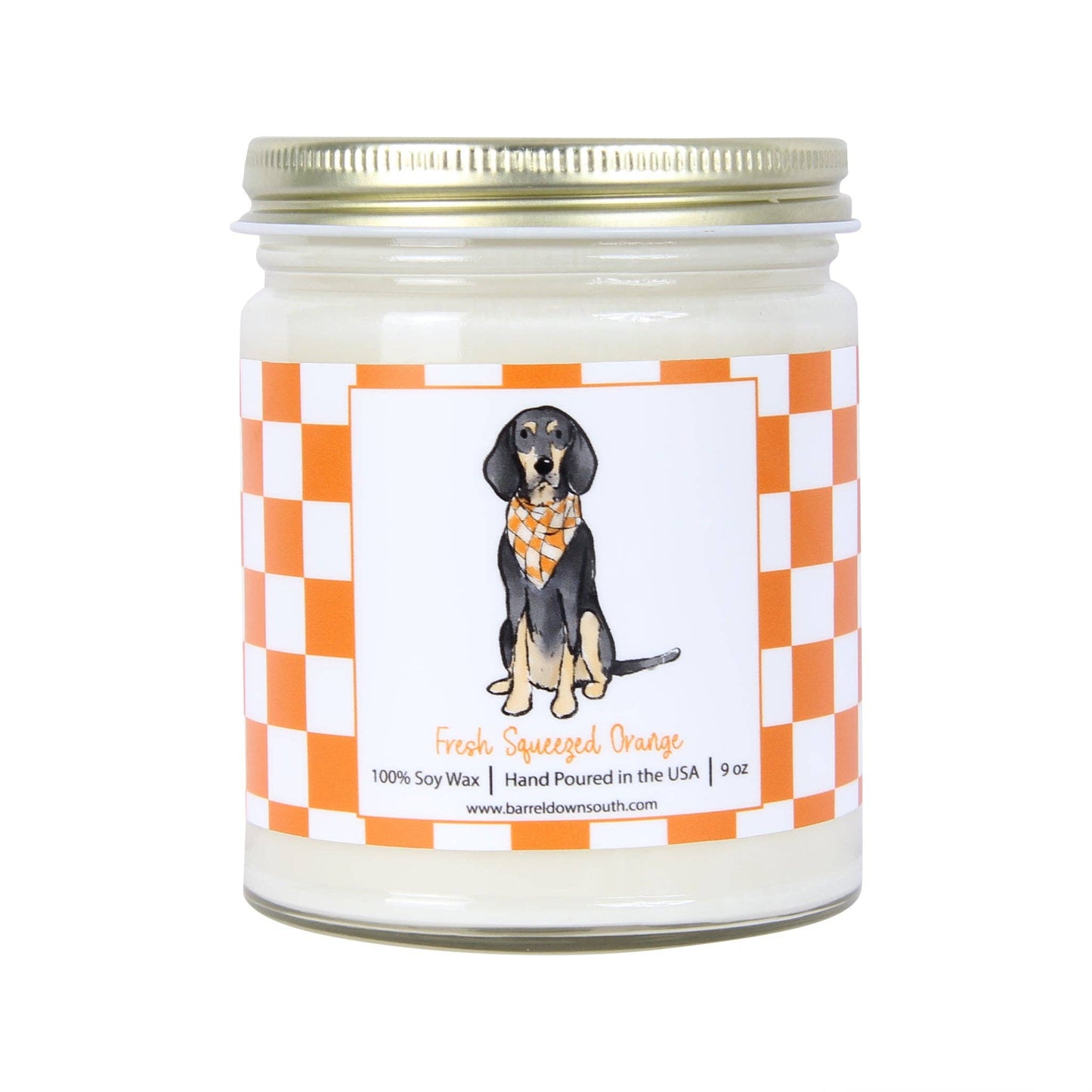 Barrel Down South - Bluetick Coonhound Checkerboard Candle