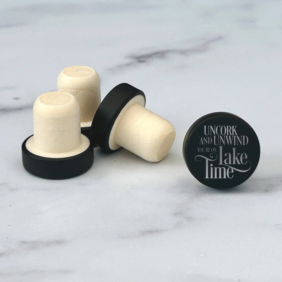 The Lillie Pad - Engraved Lake Wine Bottle Stoppers - Pack of 4 Toppers