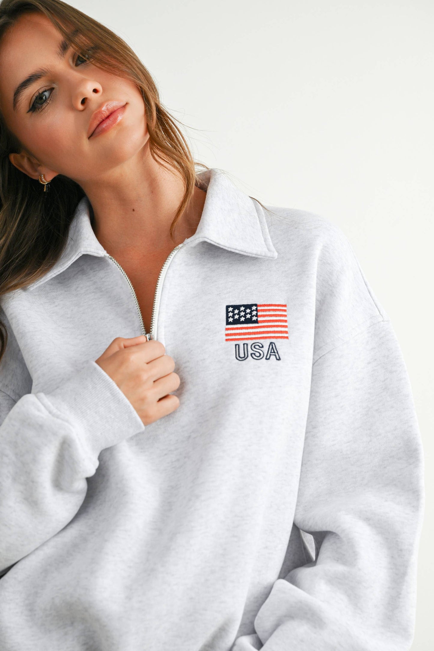 BUTTERMELON - Loose Collared Quarter-Zip Top - BMT7794