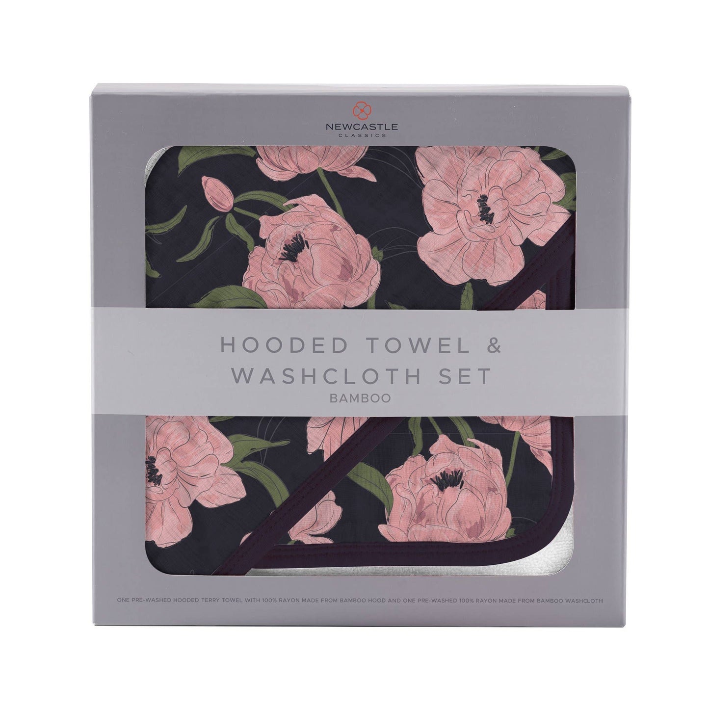 Newcastle Classics - Peonies Hooded Towel and Washcloth Set