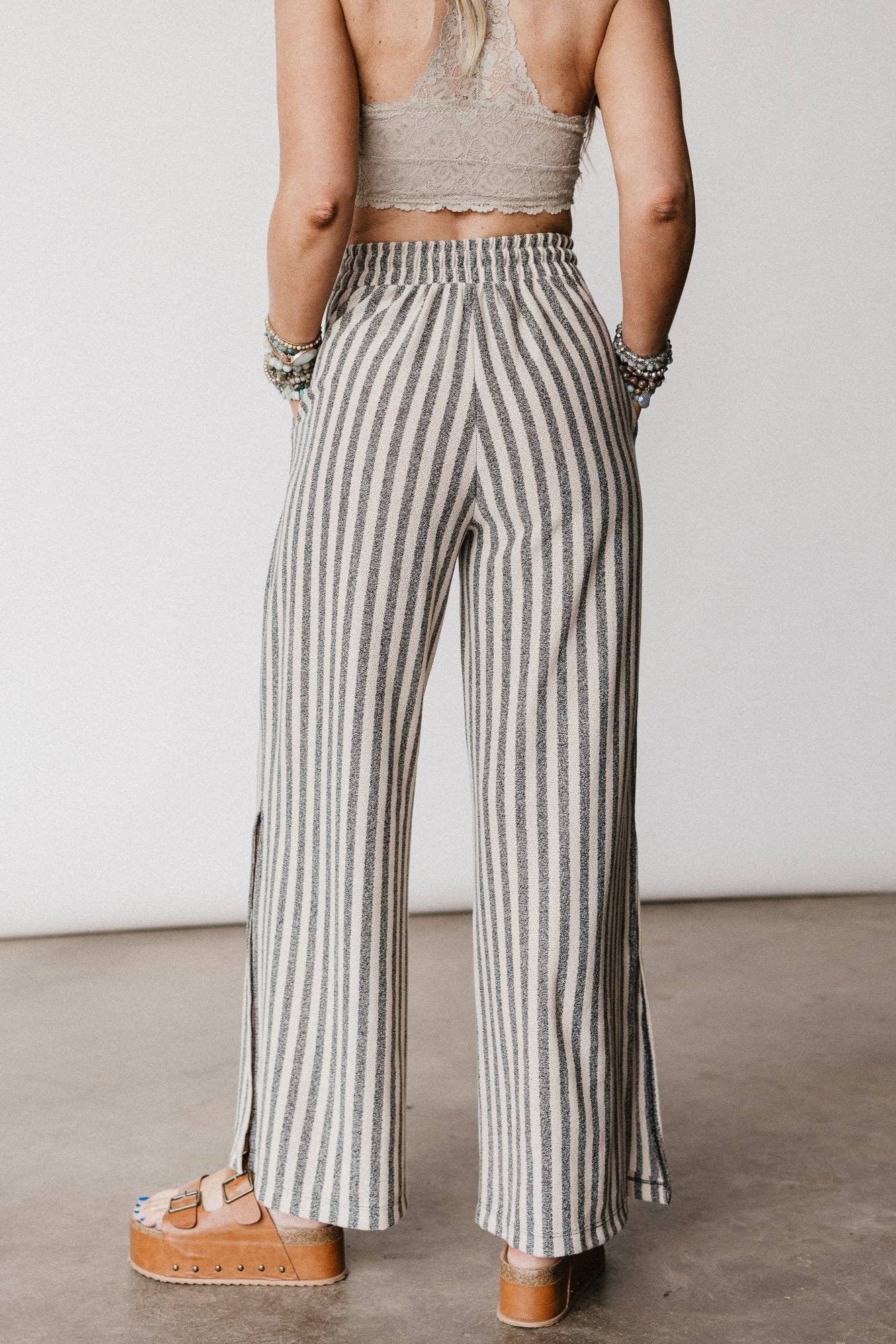 Three Bird Nest - Ibiza Breeze Drawstring Pants - Taupe Black