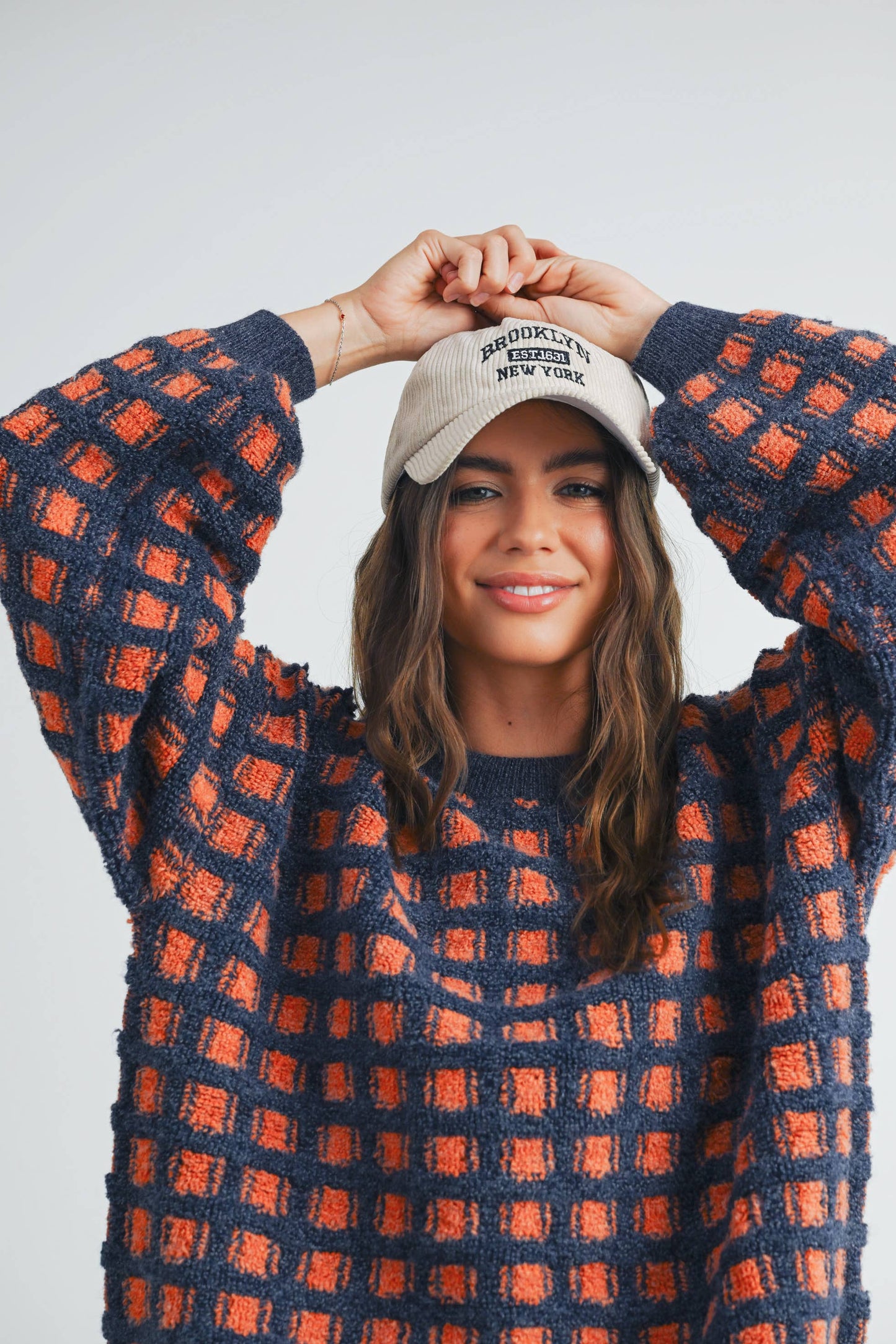 BUTTERMELON - Checkered Oversized Sweater - BMW7419
