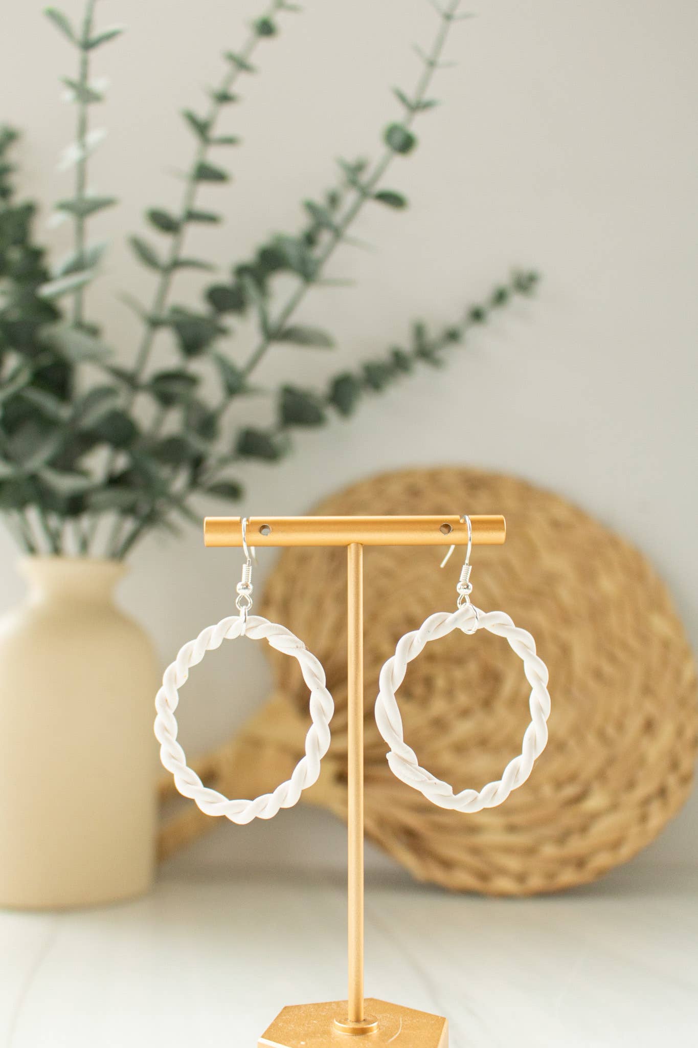 EJ Clay Co - Orange & White Braided Hoops