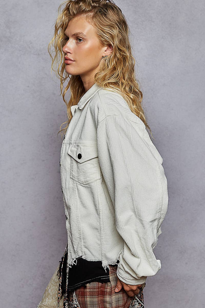 Pol Clothing - Pocket Front Button Down Corduroy Trucker Jacket SALE