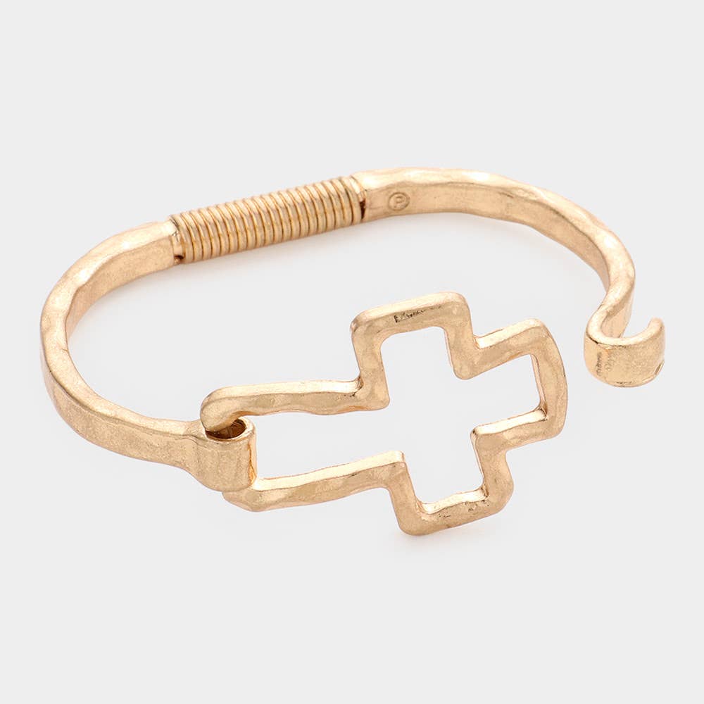 Sensibling Corp. - Hammered Open Metal Cross Hook Bracelet