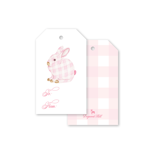 Dogwood Hill - Porcelain Bunny Gingham Pink Gift Tag