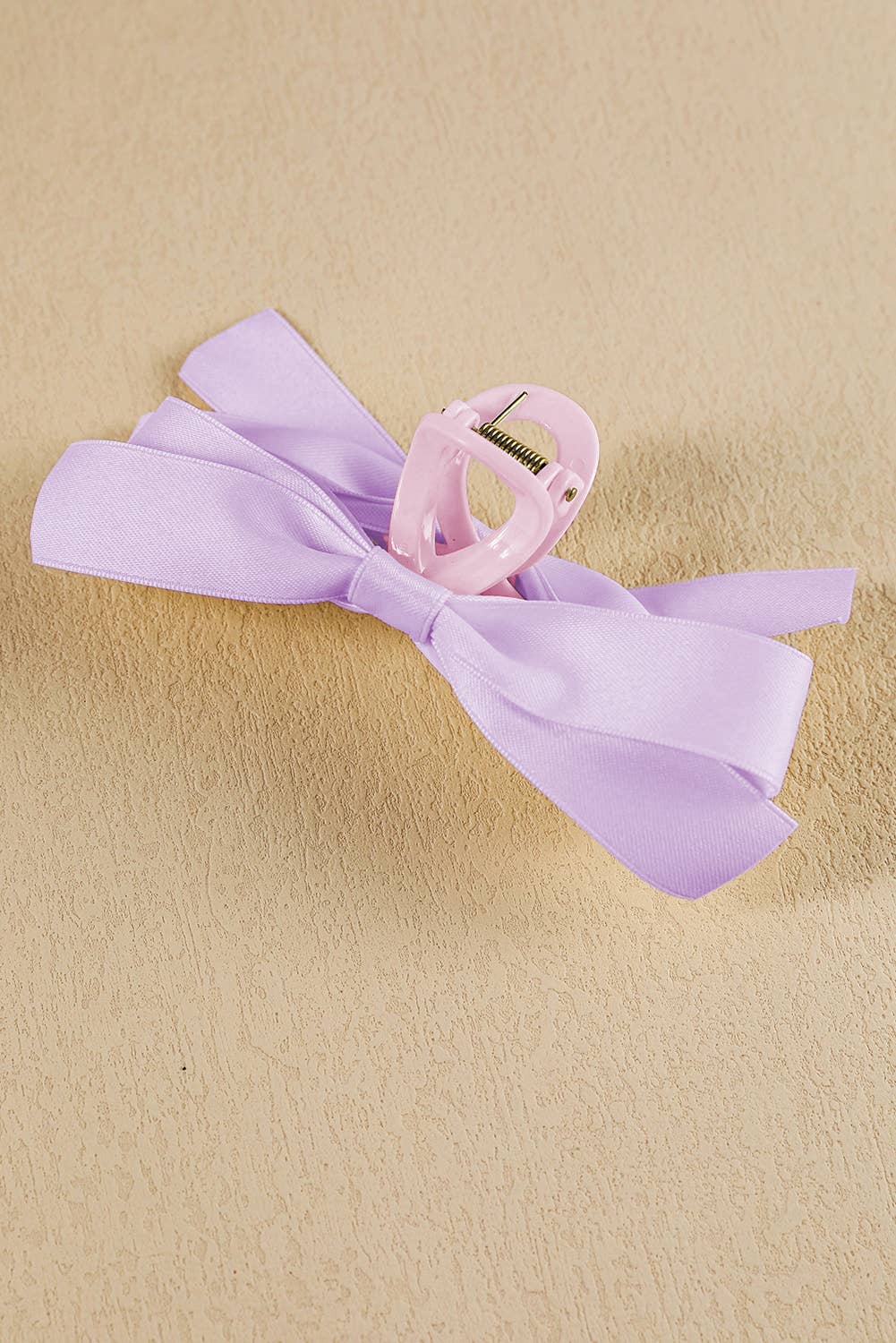Lovesoft - Solid Color Bow Decor Large Hair Claw Clip