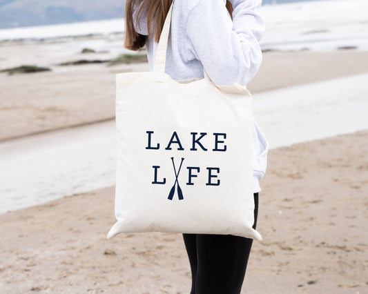 Perfect Day Print Co - Lake Life Beach Bag - Basic Flat Tote Bag - Finger Lakes Bag