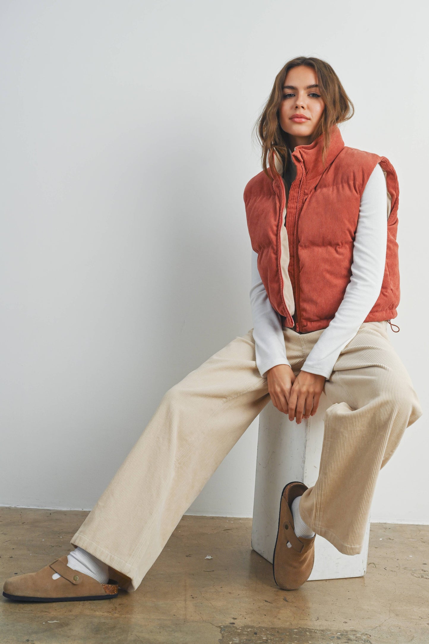 BUTTERMELON - FALL ADOREME CORDUROY PUFFER VEST - BMJ7242