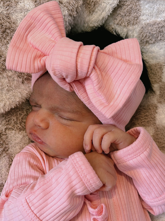 SIIX Collection - Pink / Organic Ribbed Bow (Baby - Kids)