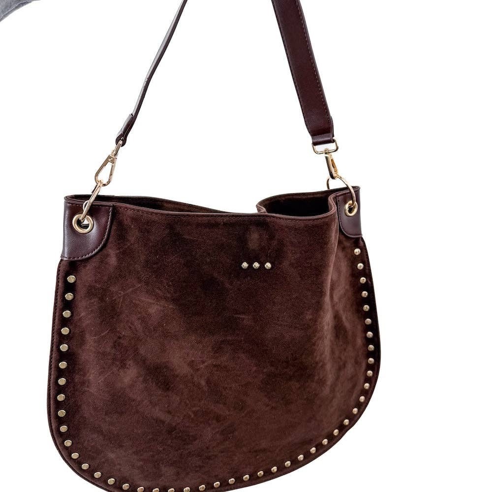 Pretty Simple - Rosalie Rivet Suede Hobo Bag