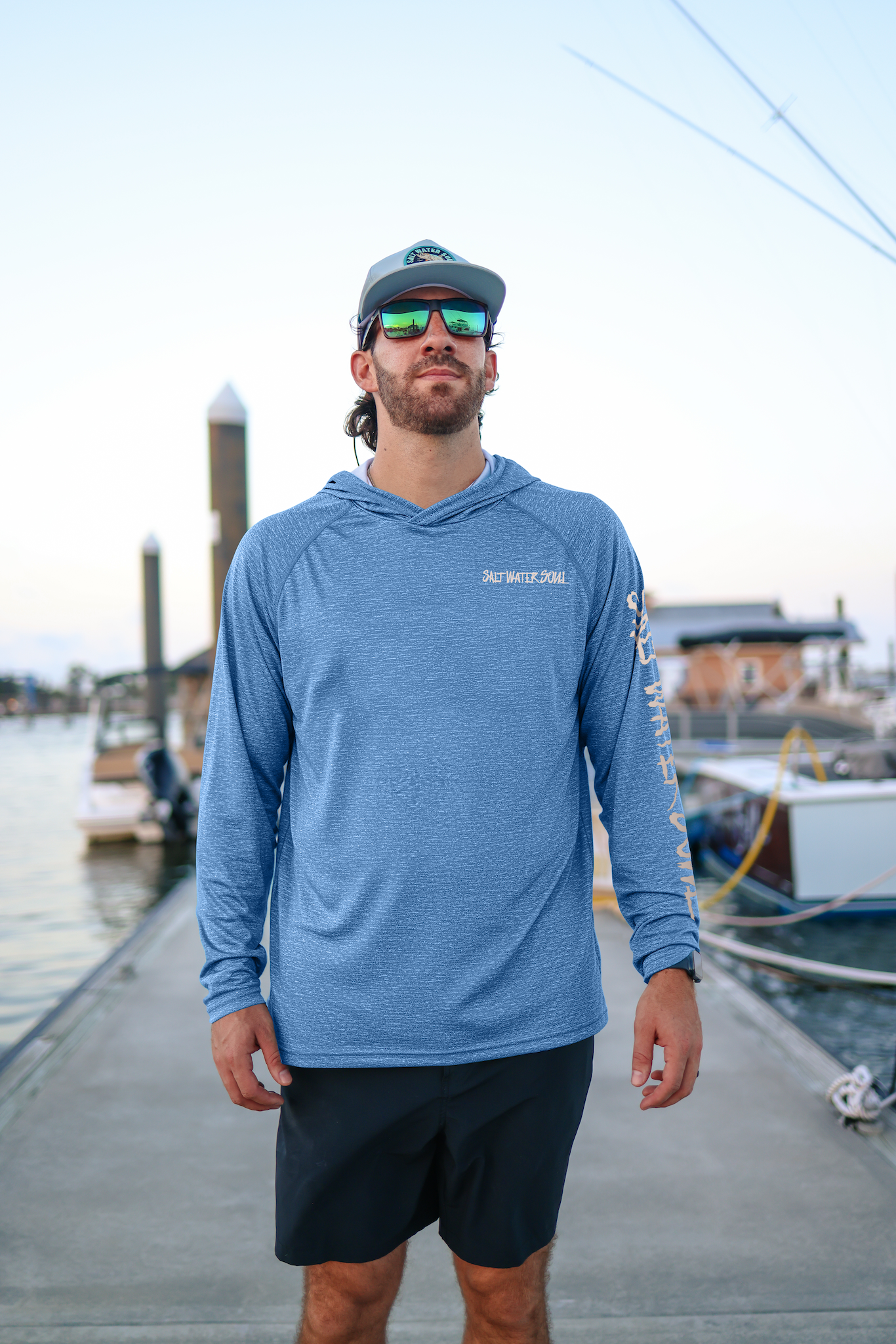 SALT WATER SOUL - Light Blue - Redfish Classic Performance Hoodie