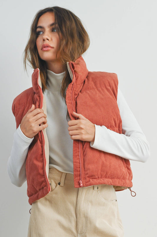BUTTERMELON - FALL ADOREME CORDUROY PUFFER VEST - BMJ7242