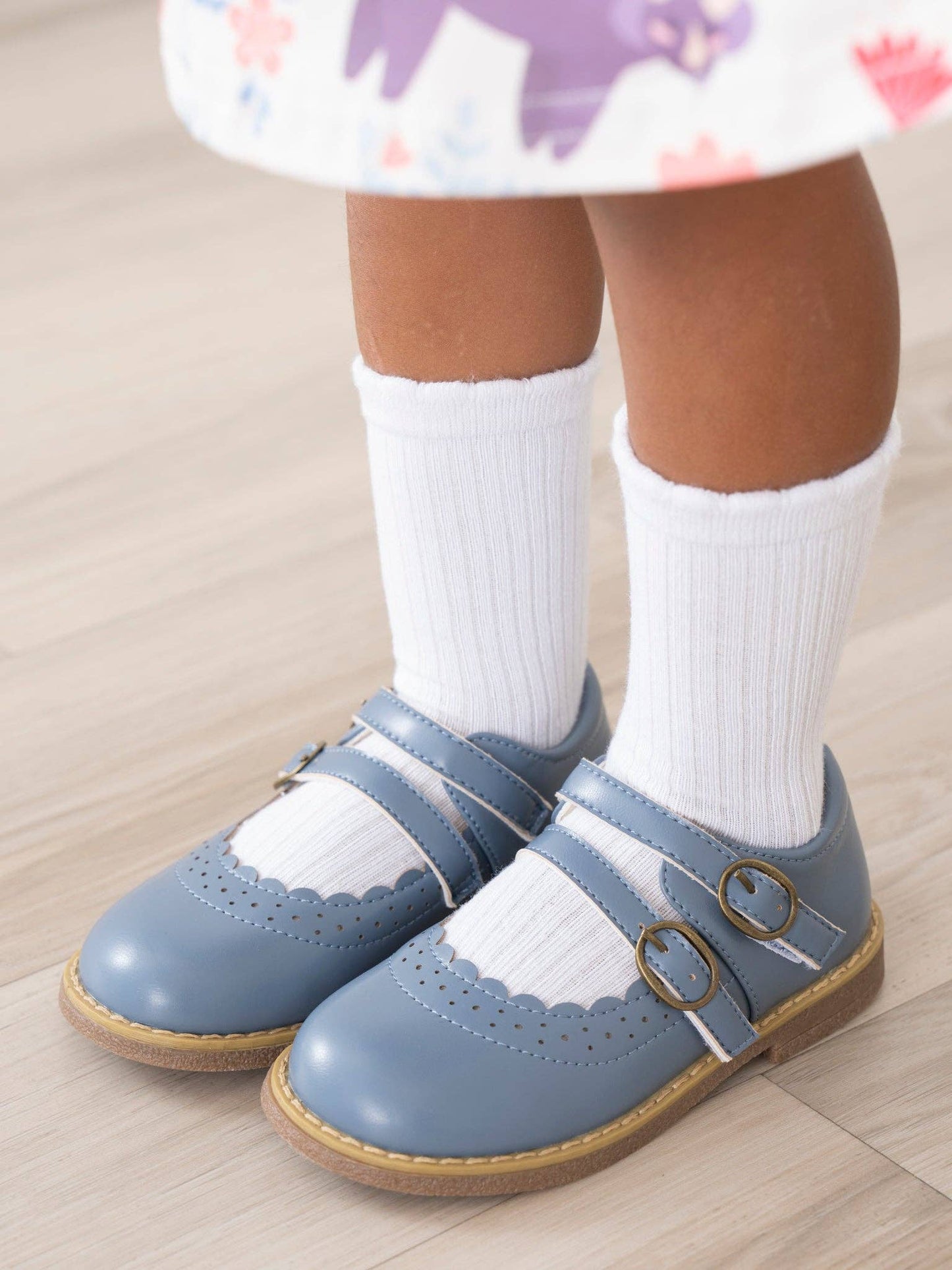 Marie Nicole Clothing - Double Buckle Mary Jane Hard Sole Shoes- Cloud White