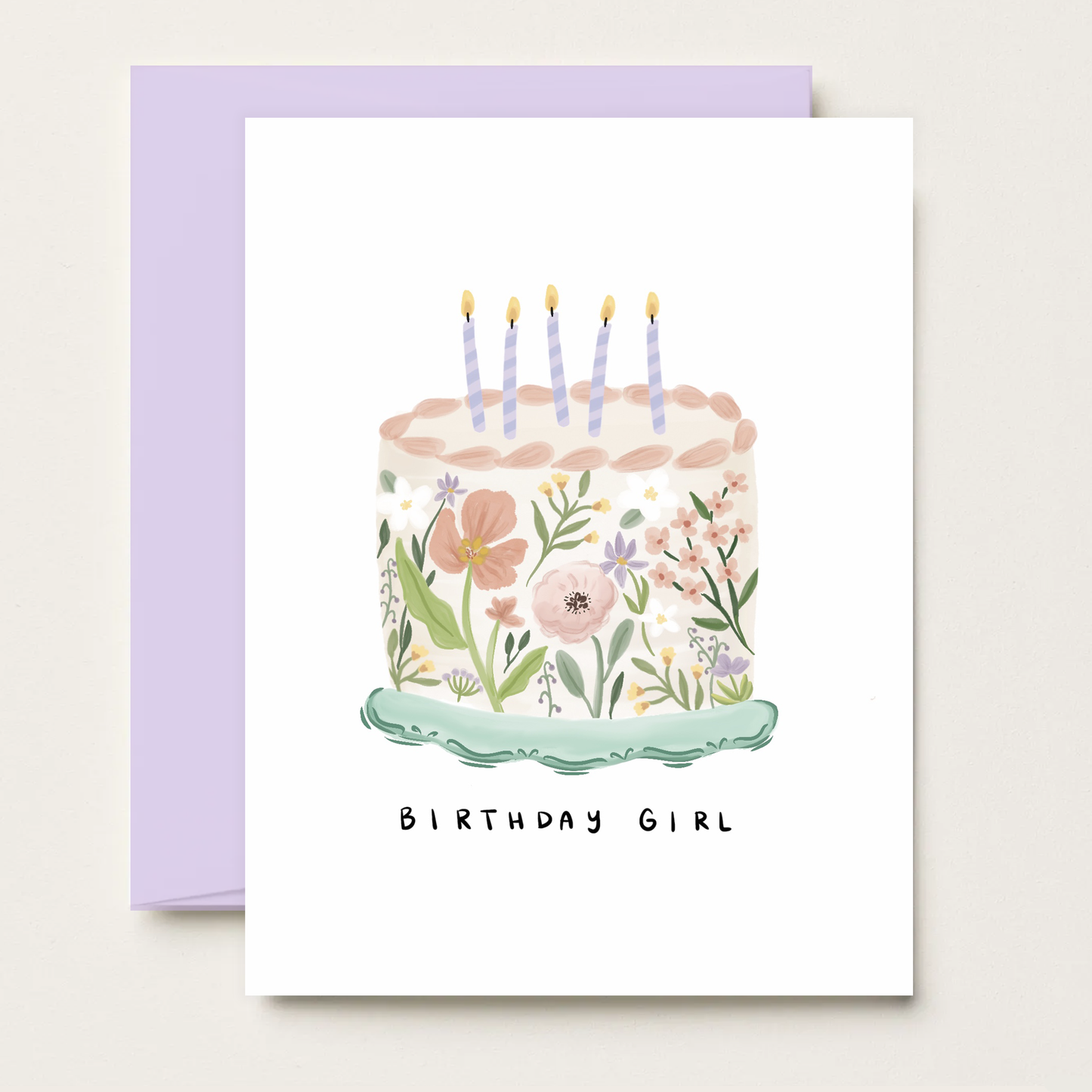 Makerie Day - Birthday Girl Floral Cake  - Greeting Card