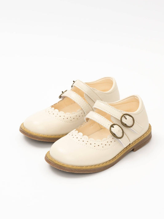 Marie Nicole Clothing - Double Buckle Mary Jane Hard Sole Shoes- Cloud White
