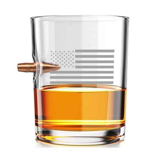 I Love My Freedom - American Flag - Bullet Whiskey Glass - 3508