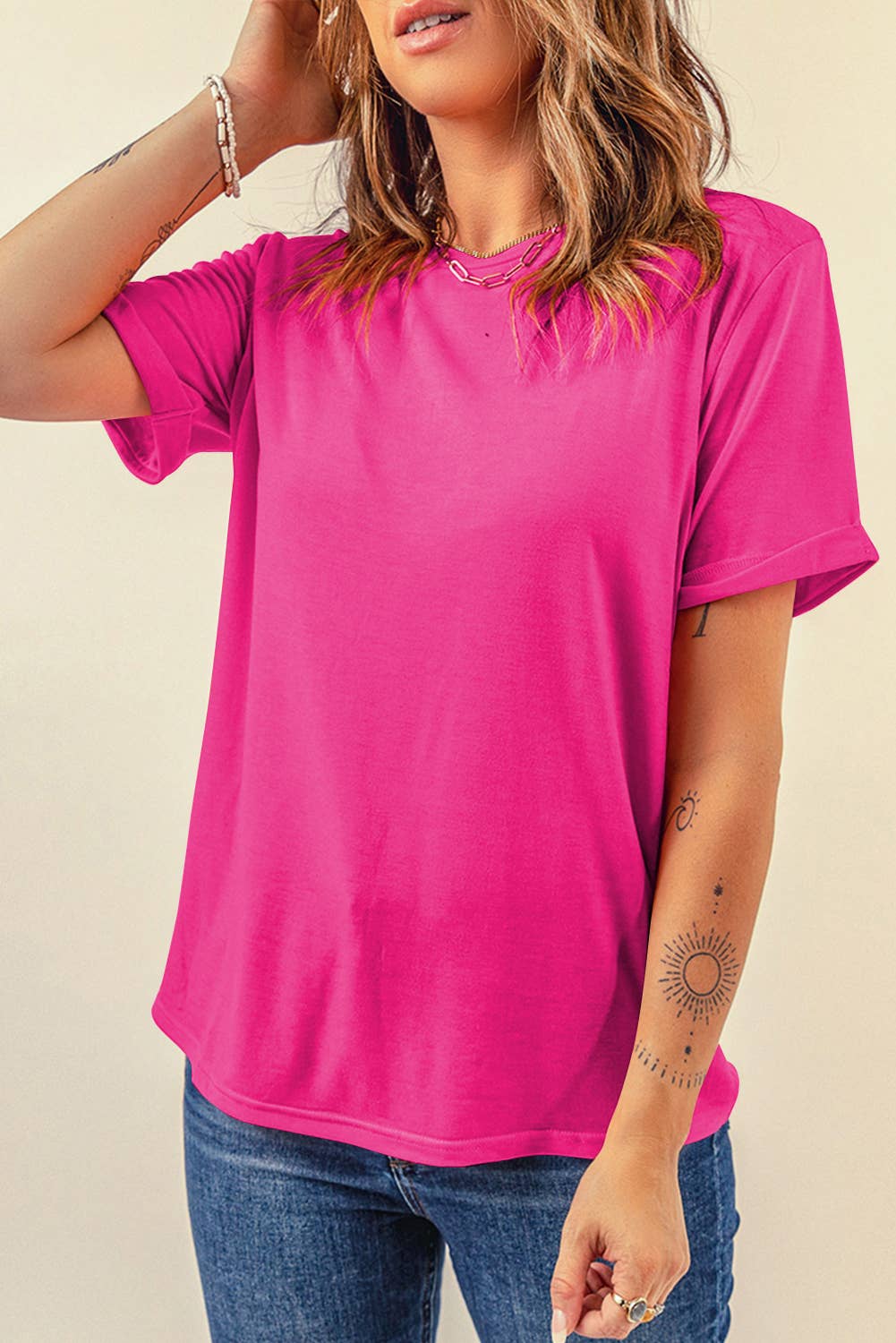 Little Daisy Closet - LDC Casual Plain Crew Neck Tee