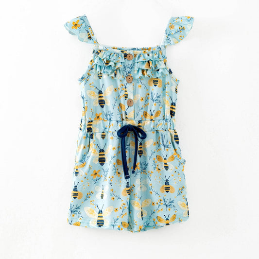 The Hair Bow Company - Honey Bee Garden Tie-Waist Girls Romper