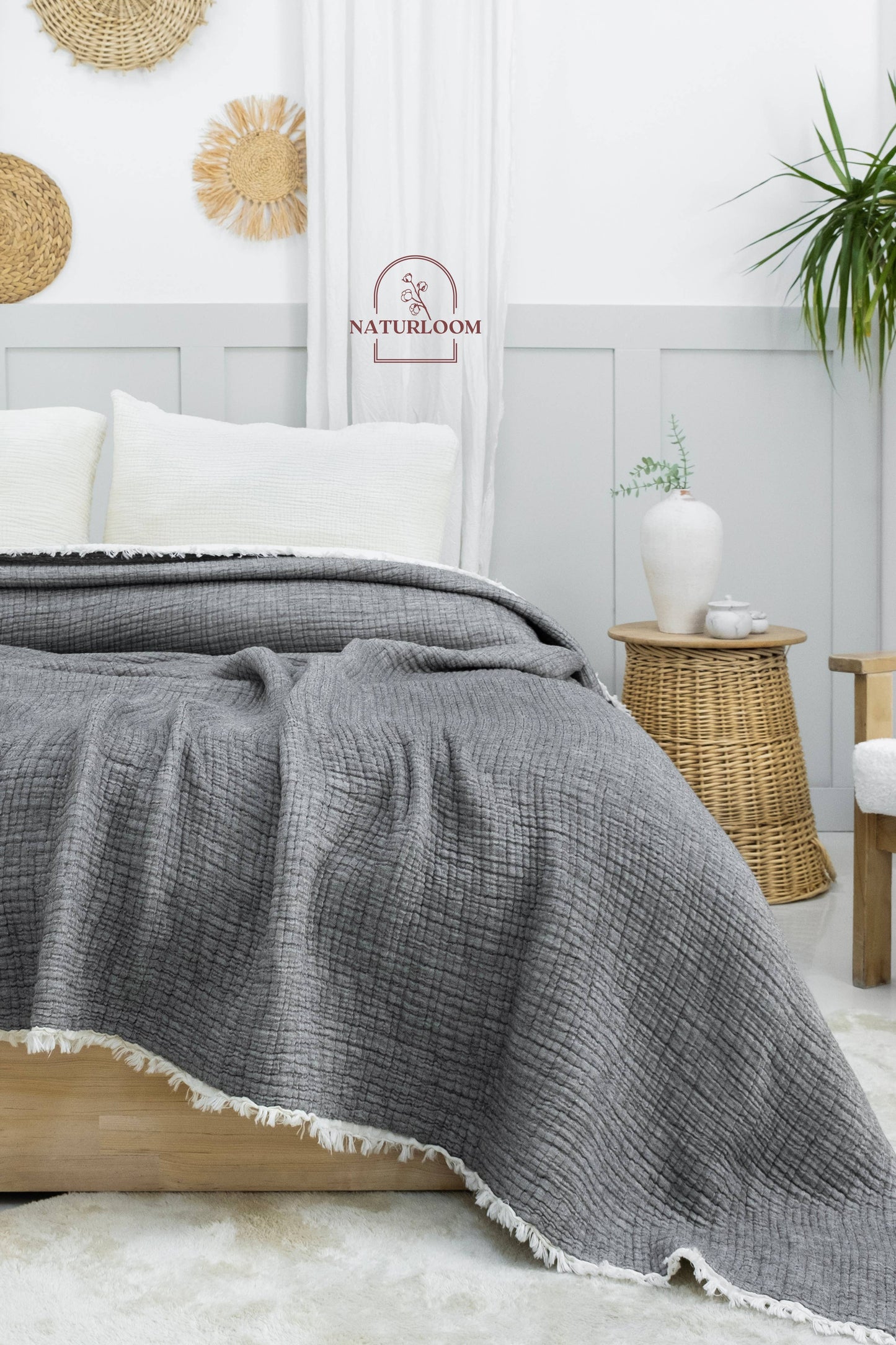 Naturloom - 6 Layer Organic GOTS Certified Muslin Quilt - Natural Comfort, Breathable & Cozy Year Round