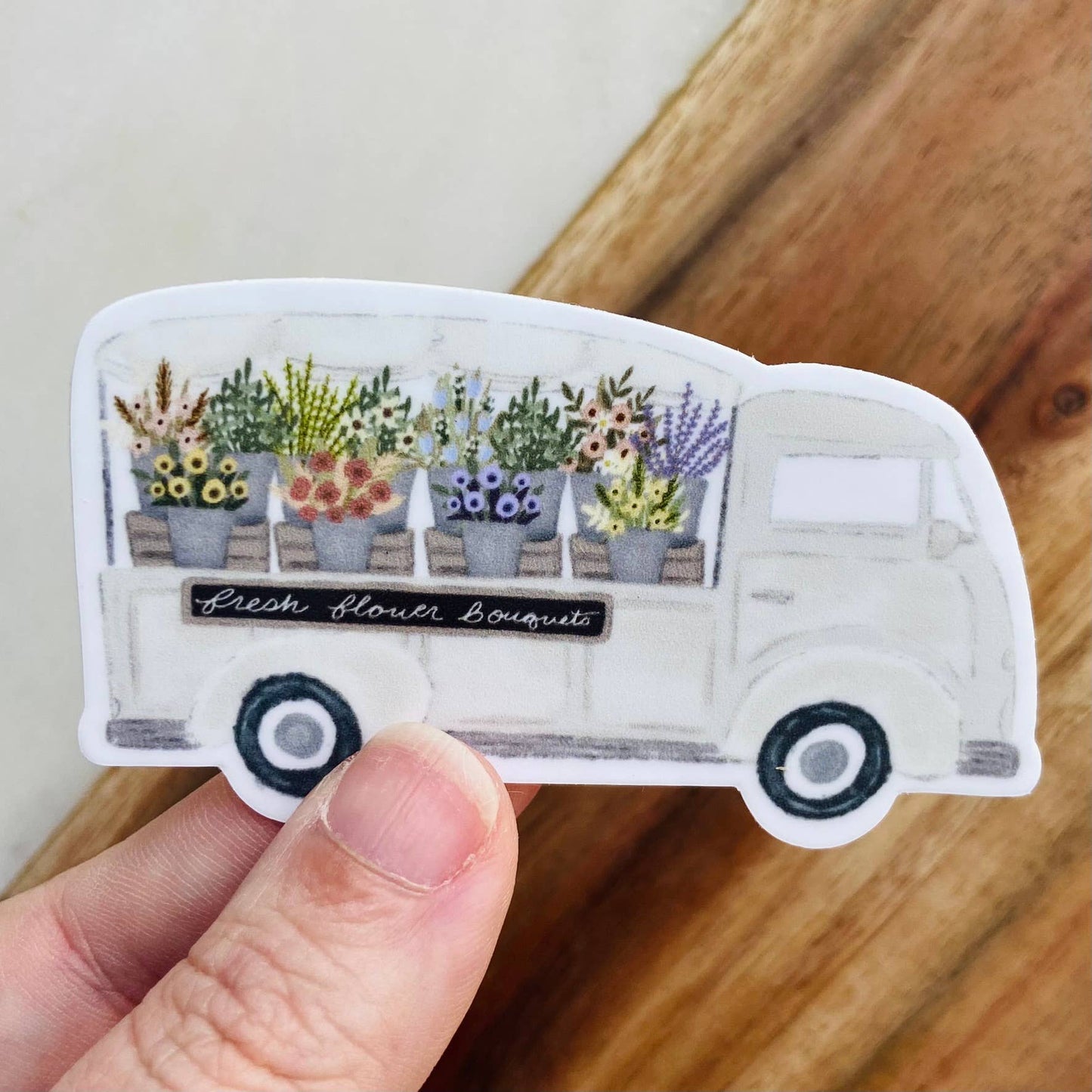 Makerie Day - Vintage Cream Flower Truck Sticker