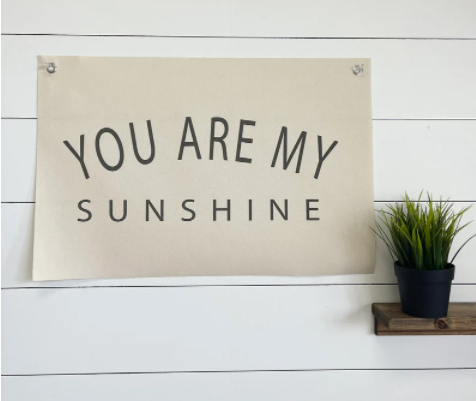 Red Barn Canvas - You Are My Sunshine, Vintage Style Canvas Hanging Banner