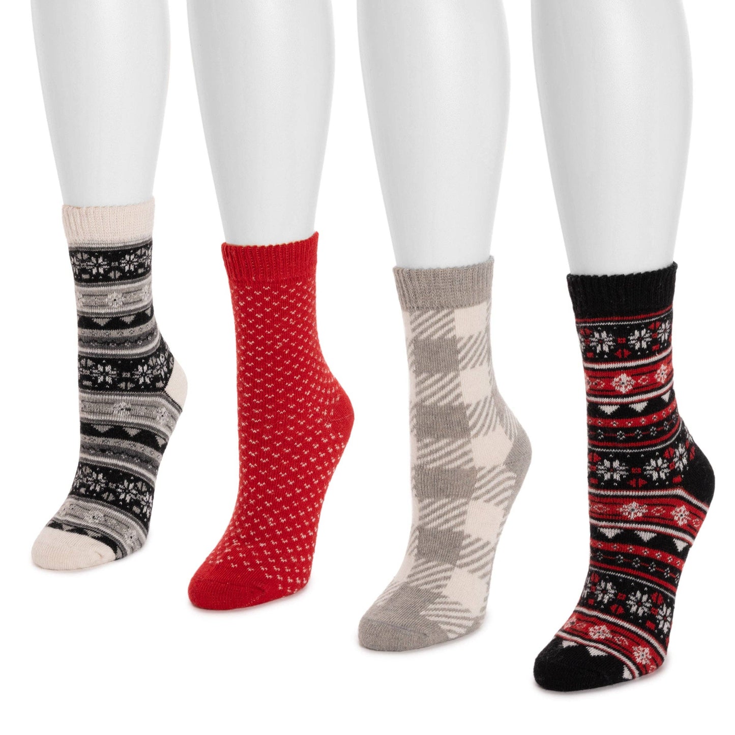 Muk Luks - MUK LUKS Women's 4 Pair Pack Patterned Crew Boot Socks