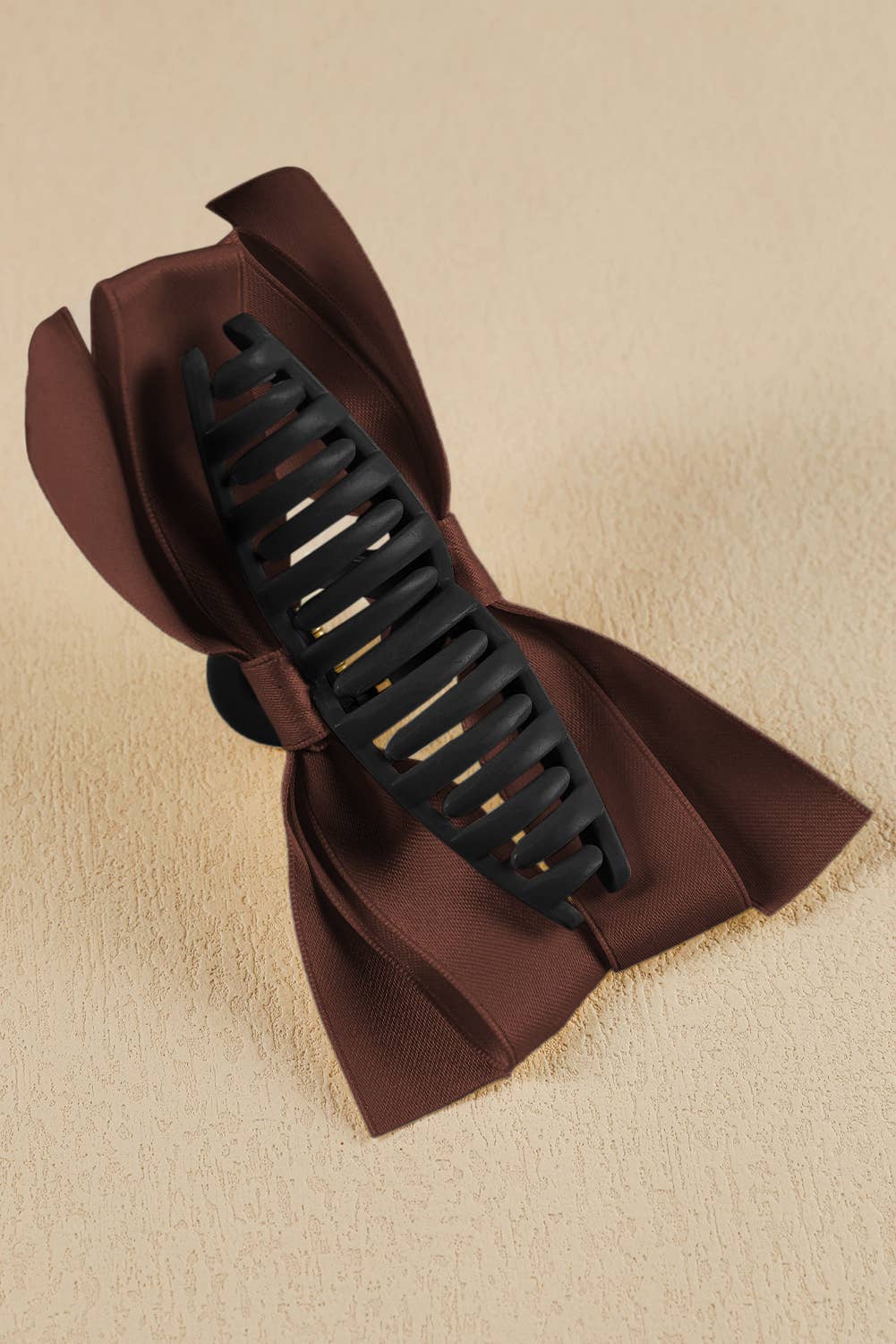 Lovesoft - Solid Color Bow Decor Large Hair Claw Clip