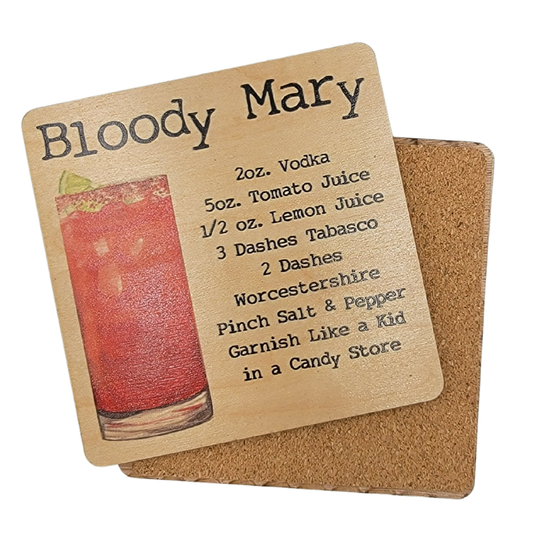 Driftless Studios - Bloody Mary Cocktail Wooden Bar Coaster