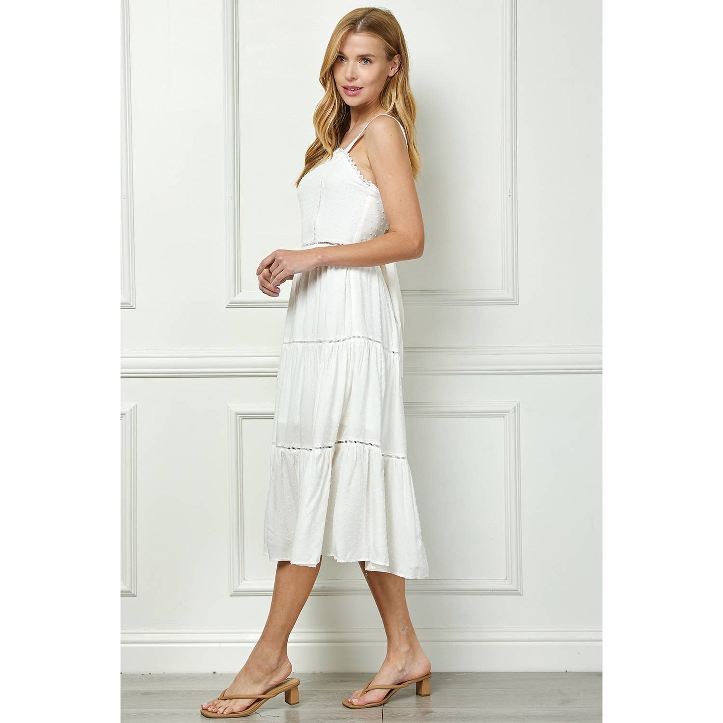 Winslow Collection - 3 TIER LONG DRESS WITH STRAPS & BACK BOW TIE
