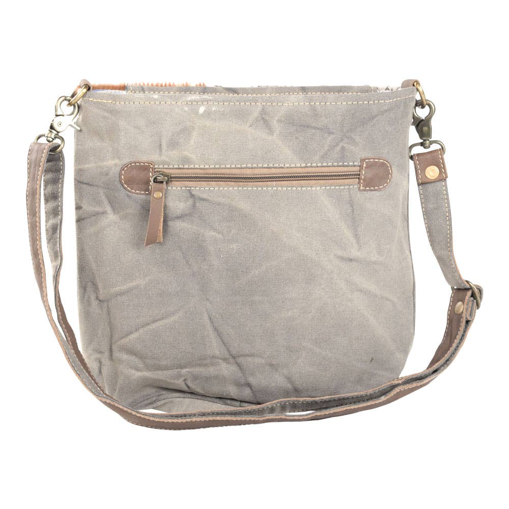 Clea Ray Canvas Bags & Clothing - Circle Design Shoulder Bag With Fur