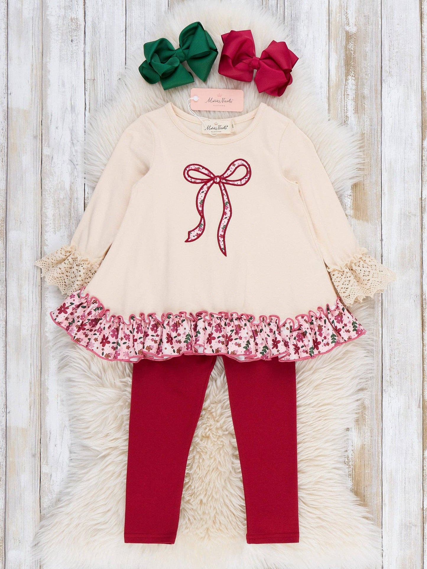 Marie Nicole Clothing - Blooming Fall Bow Ruffle Outfit
