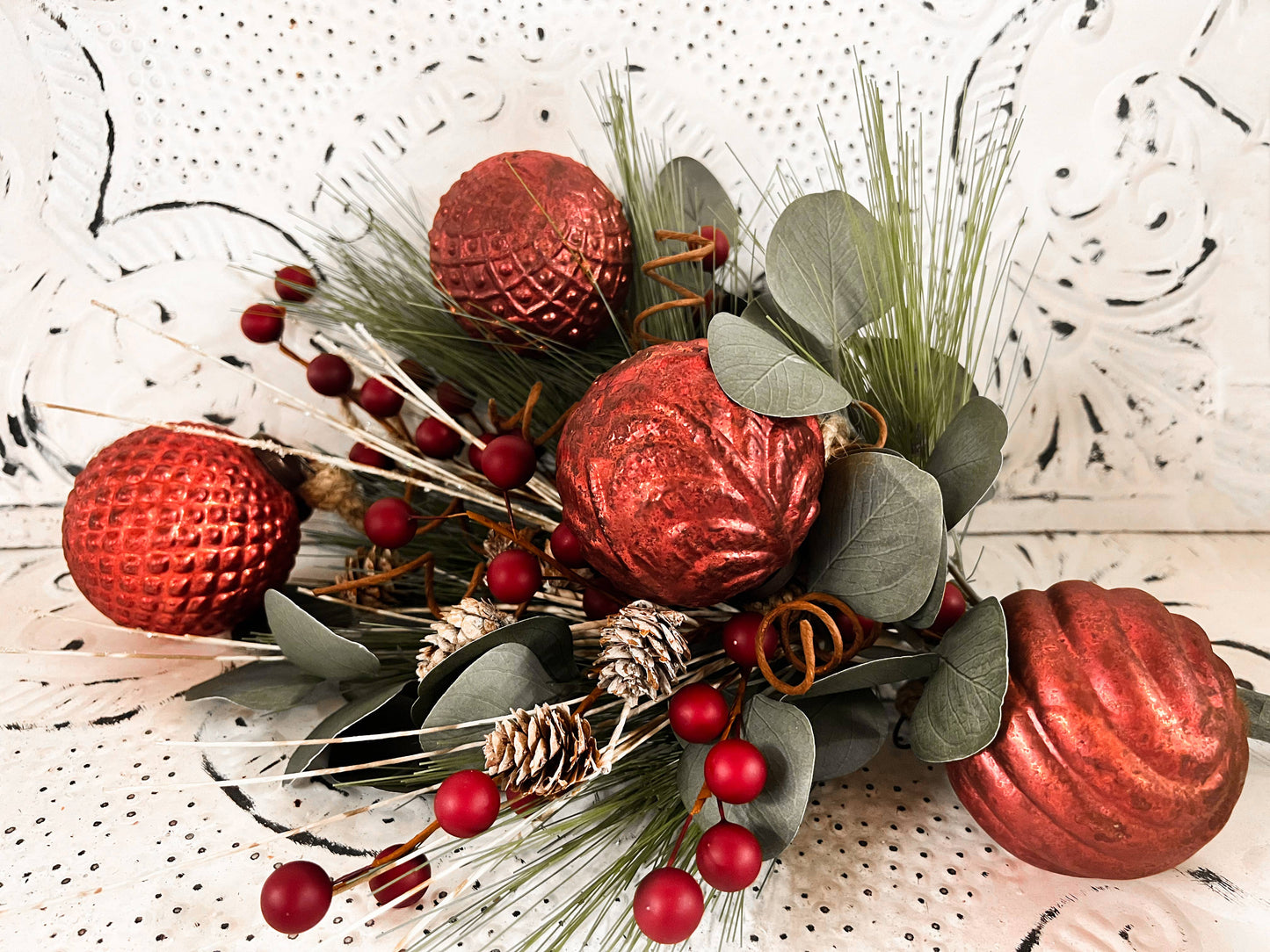 Wholesale Home Decor - Red Mercury Set of 4 Glass Ornaments 3in