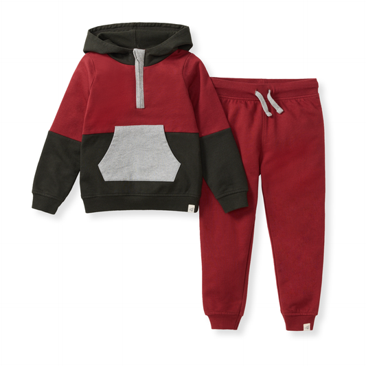 Burt's Bees Baby - Color Blocked Infant Sweatshirt Set - Brick