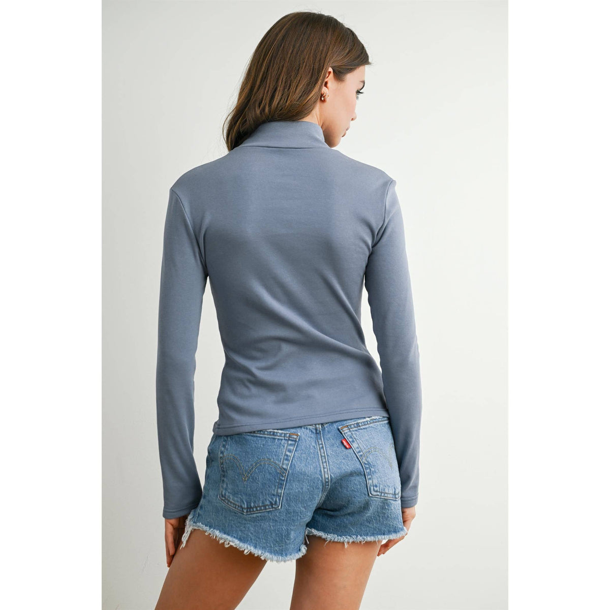 BUTTERMELON - Turtleneck Solid Fitted Seamless Long Sleeve Top - BMT7917