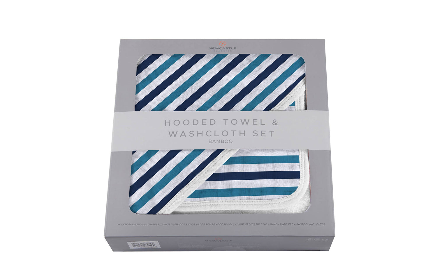 Newcastle Classics - Blue and White Stripe Hooded Towel and Washcloth Set