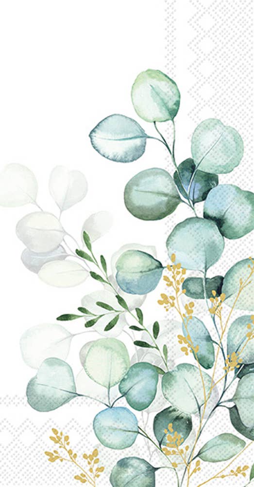 Boston International - Paper Guest Towels 16 Ct Eucalyptus Bouquet Gold