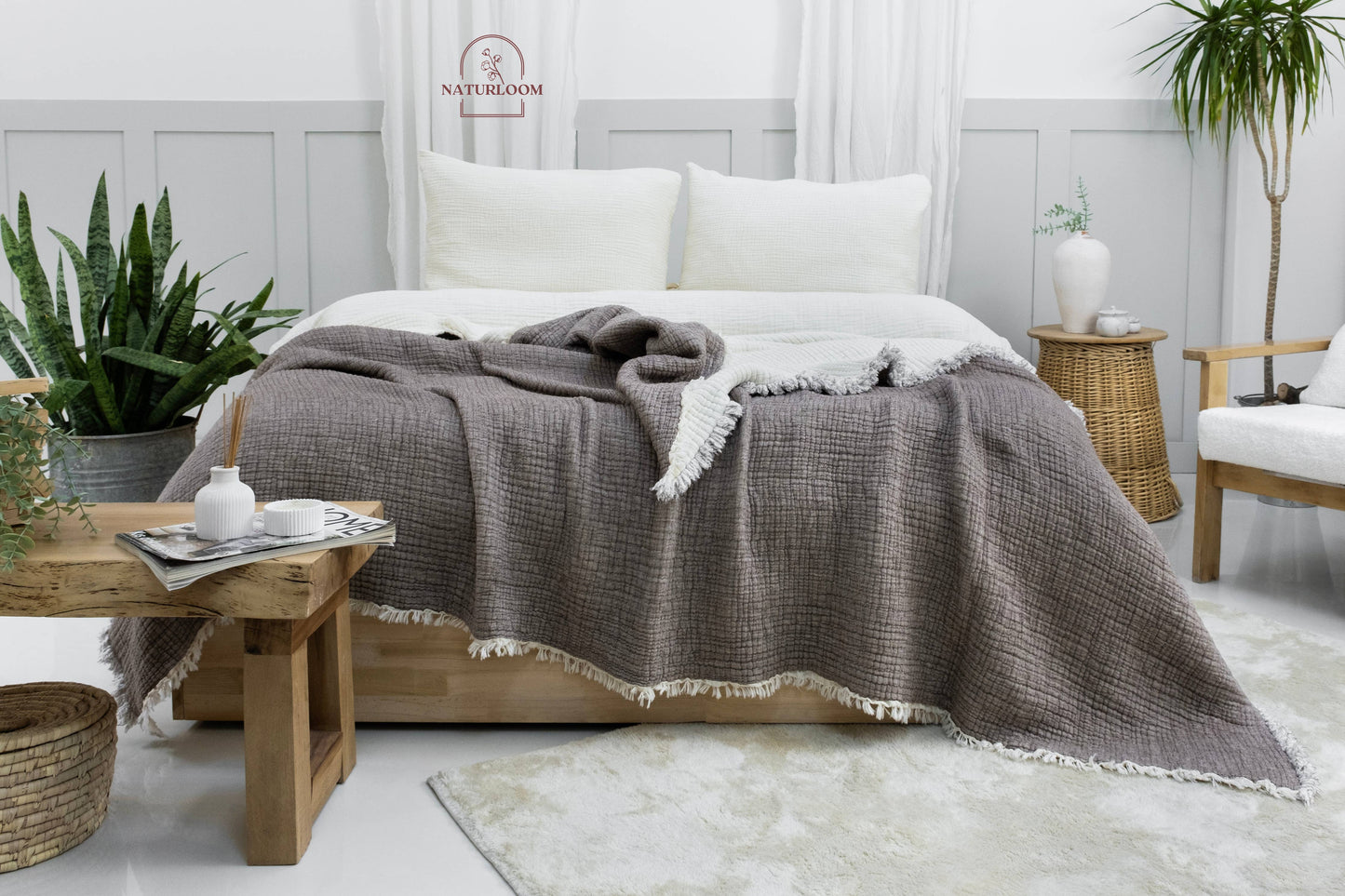 Naturloom - 6 Layer Organic GOTS Certified Muslin Quilt - Natural Comfort, Breathable & Cozy Year Round