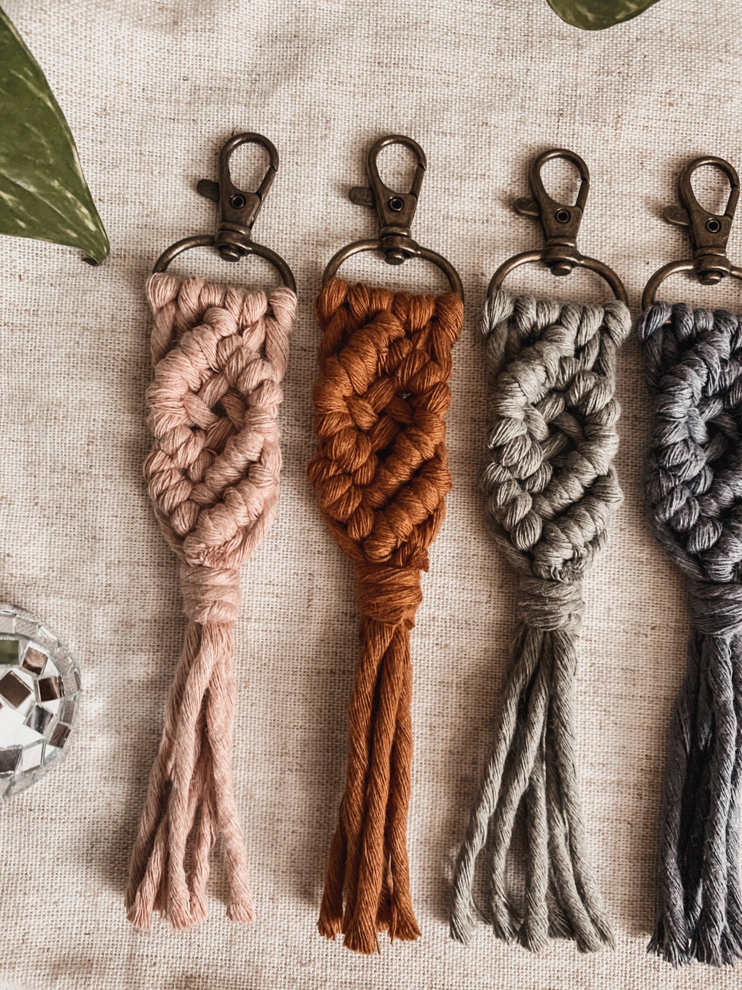 Offhand Fibers - Neutrals Macrame Keychain | Bag Charm