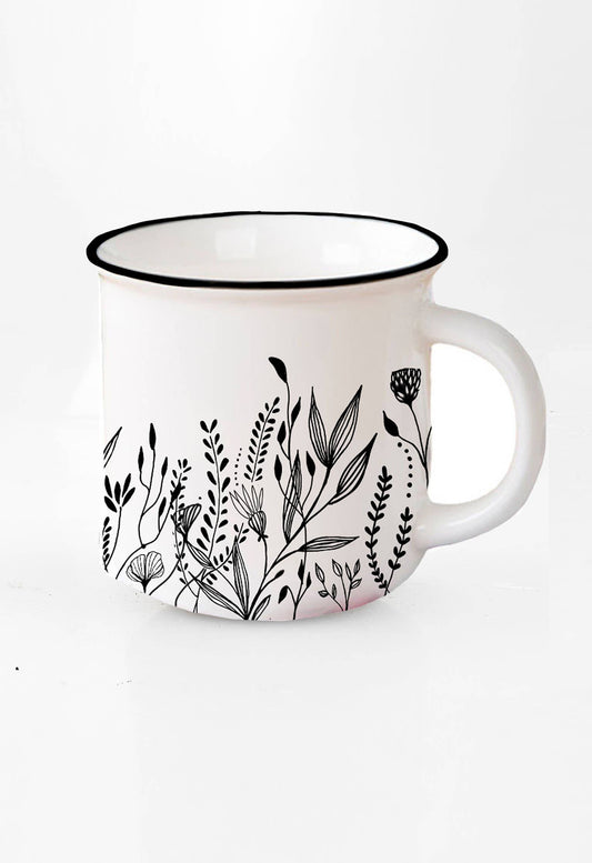Artsy Em - Black and White Flowery Mug