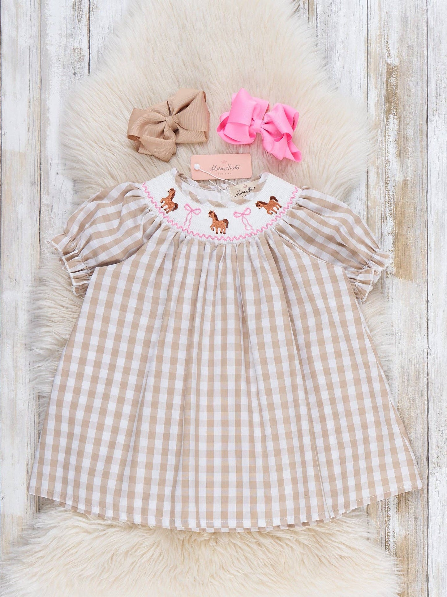 Marie Nicole Clothing - Little Pony Meadow Smocked Dress