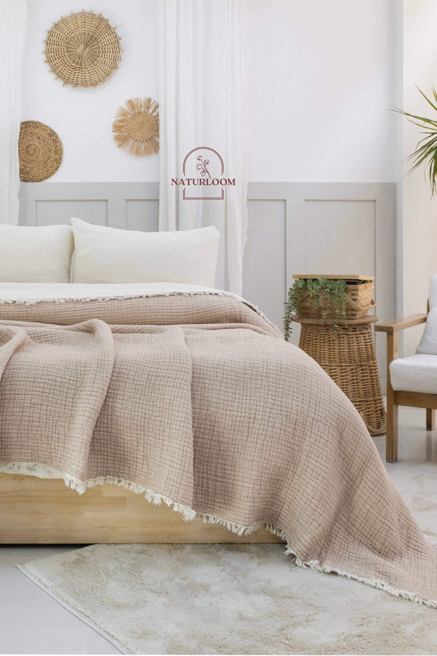 Naturloom - 6 Layer Organic GOTS Certified Muslin Quilt - Natural Comfort, Breathable & Cozy Year Round