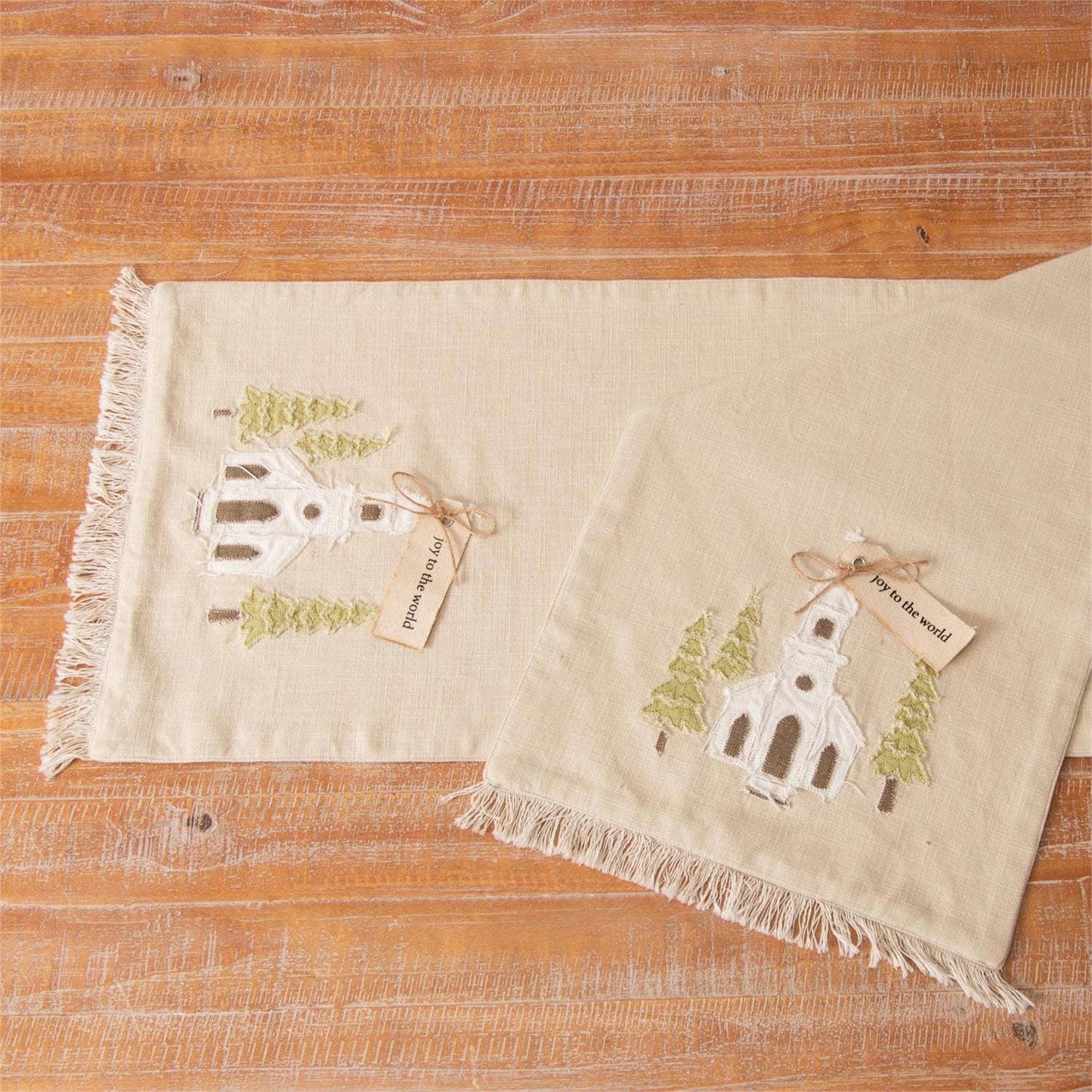 Audrey's Home & Gift - Table Runner - Church Rustic Applique With Fabric Tag (PC)