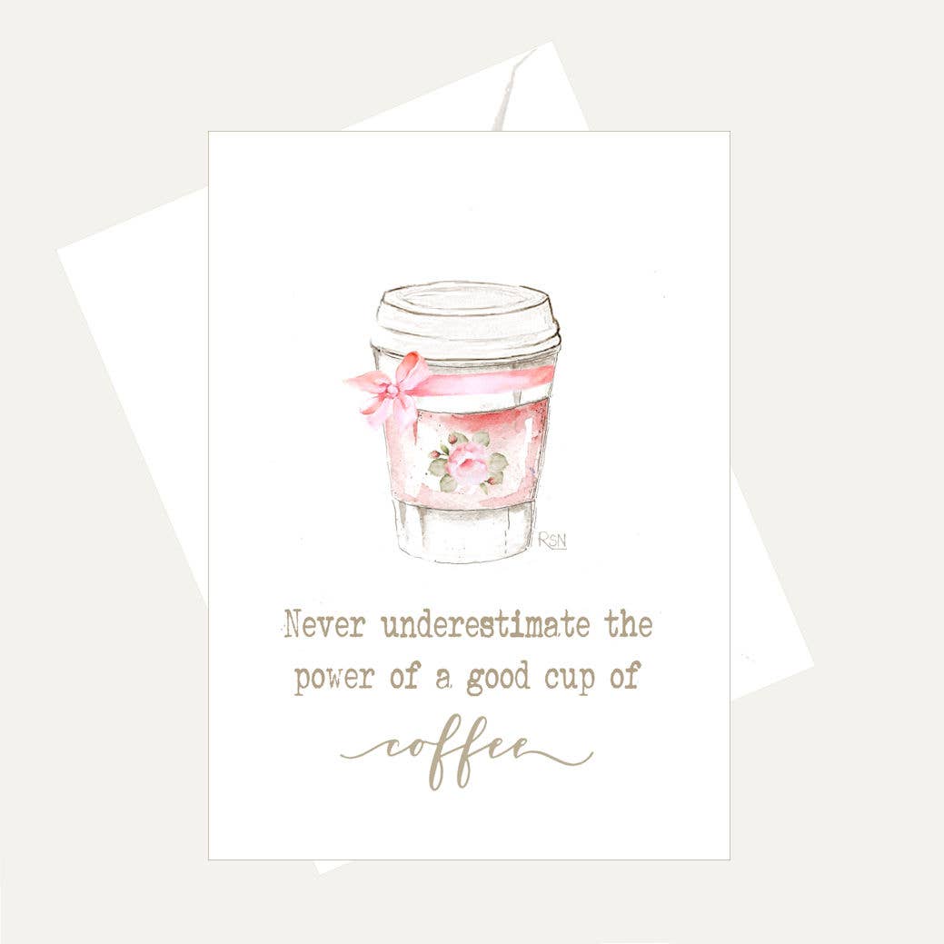 Bellflower Girl - Coffee & Friends Assortment #2 - Rose - Watercolor 4 Cards