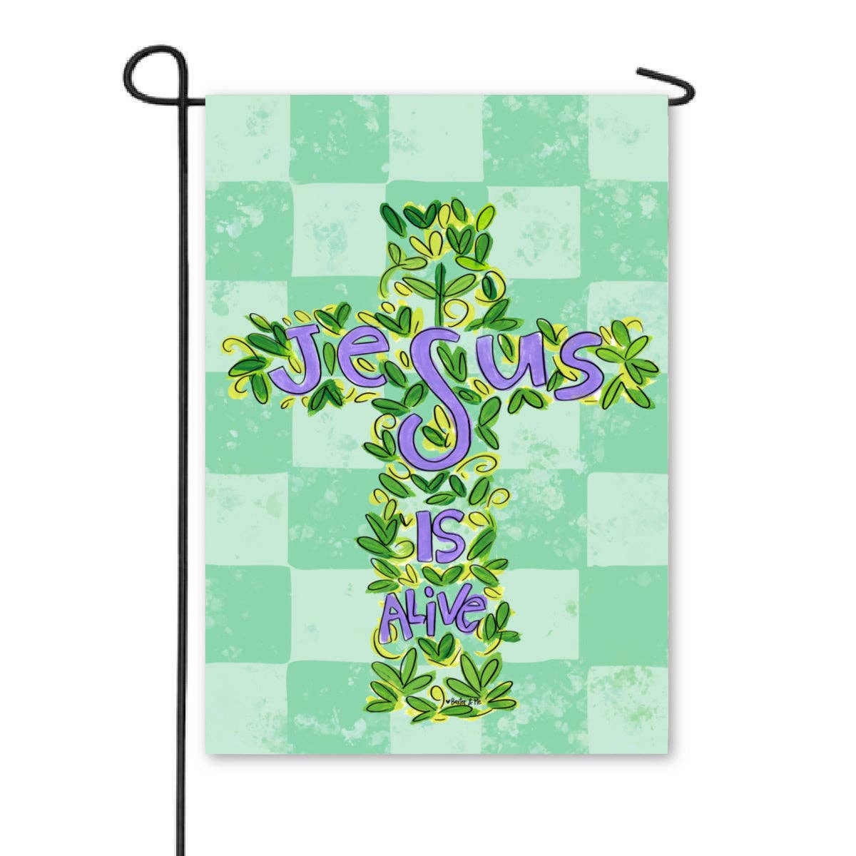 Baxter & Me - Jesus is Alive Cross Garden Flag