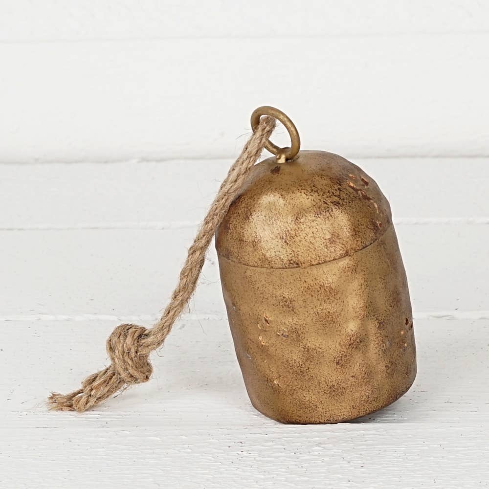 Impressive Enterprises, Inc. - M32500-Vintage Gold oval shape cow bell w. loop (6inL)